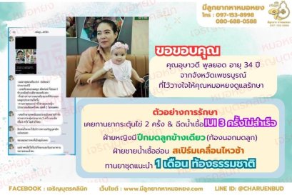 คุณอุษาวดี พูลยอด อายุ 34 ปี จากจังหวัดเพชรบูรณ์ ที่ไว้วางใจให้คุณหมอหยงดูแลรักษา