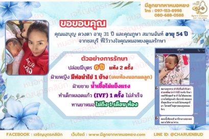 คุณแฮบุญ ดวงตา อายุ 31 ปี และคุณภูษา สมานฉันท์ อายุ 54 ปี จากจังหวัดชลบุรี ที่ไว้วางใจให้คุณหมอหยงดูแลรักษา