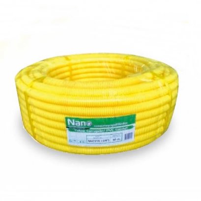 ท่ออ่อนพลาสติกร้อยสายไฟสีเหลือง (ท่อลูกฟูก) Nano