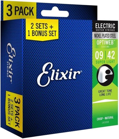 Elixir 3-Pack Electric Srings Optiweb Super Light 9-42