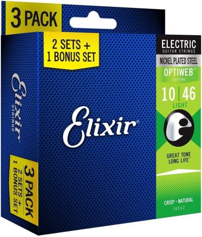 Elixir 3-Pack Electric Srings Optiweb Light 10-46