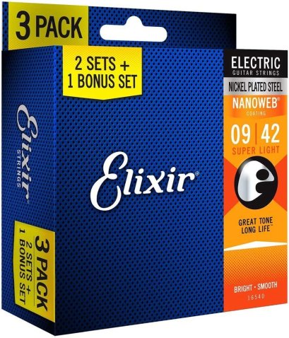 Elixir 3-Pack Electric Srings Nanoweb Super Light 9-42