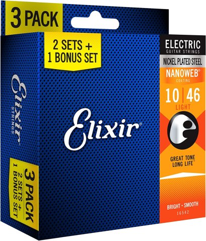 Elixir 3-Pack Electric Srings Nanoweb Light 10-46
