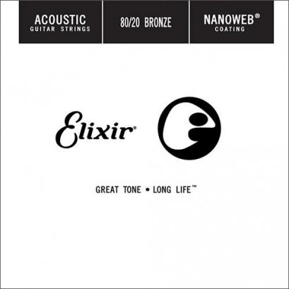 Elixir Acoustic 80/20 Bronze Nanoweb Single Guitar Strings