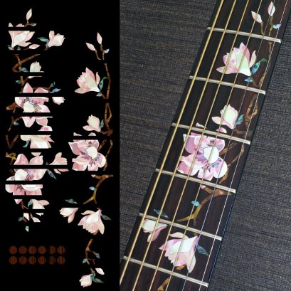 Magnolia Tree with Pink Flowers Inlay Sticker