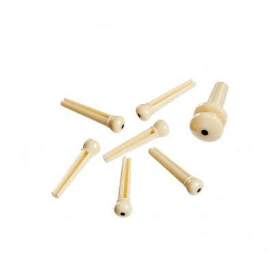 D&#039;Addario Plastic Bridge &amp; End Pins, Ivory with Black Dot