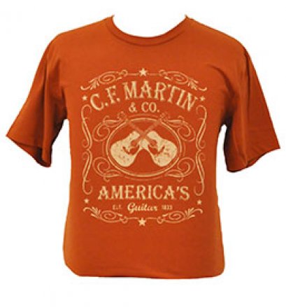 Martin Dual Guitar Design T-Shirt - Rust Red