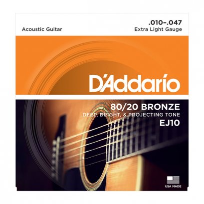 D&#039;Addario EJ10 80/20 Bronze Acoustic Extra Light 10-47
