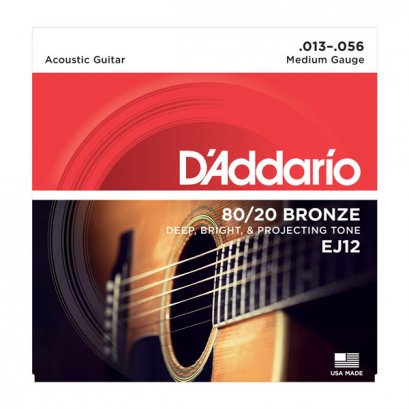 D&#039;Addario EJ12 80/20 Bronze Acoustic Medium 13-56