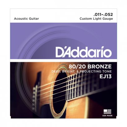 D&#039;Addario EJ13 80/20 Bronze Acoustic Custom Light 11-52