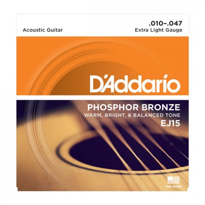 D&#039;Addario EJ15 Phosphor Bronze Acoustic Extra Light 10-47