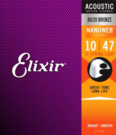 Elixir 80/20 Bronze Nanoweb Anti-rust 12-String Light 10-47