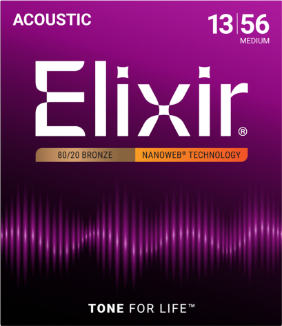 Elixir 80/20 Bronze Nanoweb Anti-rust Medium 13-56