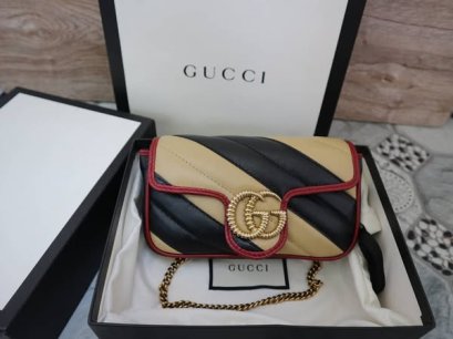 GG Marmont Matelasse Diagonal Striped Super  Mini Torchon