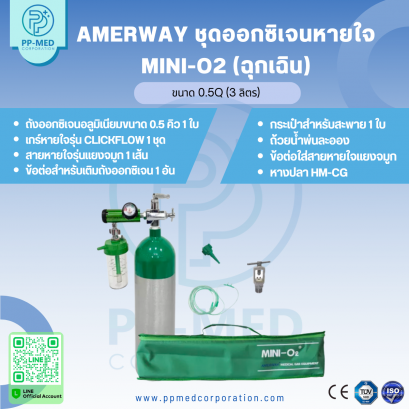 AMERWAY ชุดออกซิเจนหายใจ MINI-O2 (ฉุกเฉิน) ขนาด 0.5 คิว