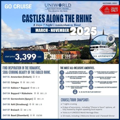 S.S.ANTOINETTE CASTLES ALONG THE RHINE 8วัน 7คืน (Cruise Only)