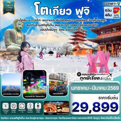 โตเกียว ฟูจิ งานประดับไฟ อิสระช้อปปิ้ง 1 วันเต็ม 6วัน 4คืน บิน VZ (JAN-MAR26)