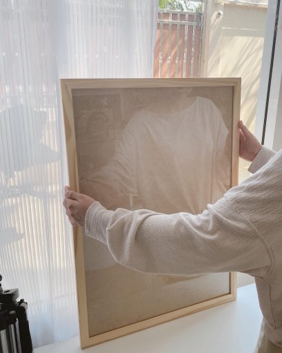 กรอบไม้สนแท้ธรรมชาติ กรอบรูปสำเร็จรูป กรอบไม้สนขนาด 50x70 cm กรอบสำเร็จรูปพร้อมหูแขวนและสลิง