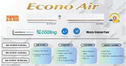 MS-GY18VF มิตซูสลิม Mitsubishi Electric แบบติดผนัง รุ่น ECONO Air R-32 ขนาด 18,048BTU เบอร์5 รีโมทไร้สาย 2026