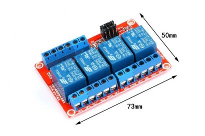 รีเลย์โมดูล 4 ช่อง 5VDC 10A Active High/Low