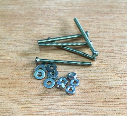 ชุดสกรู JP M2x25mm. (สกรู / แหวนอีแปะ / น็อตหัวมิล อย่างละ 10 ตัว)