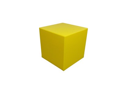 ลูกบาศก์ ขนาด  4x4x4 ซม. สีเหลือง ( PLA 3D printed )