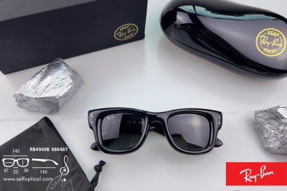 RayBan Wayfarer Puffer RB4940B 686487 Size 47 Blacked Out Collection by A$AP Rocky ( RayBan Janie Blackpink )