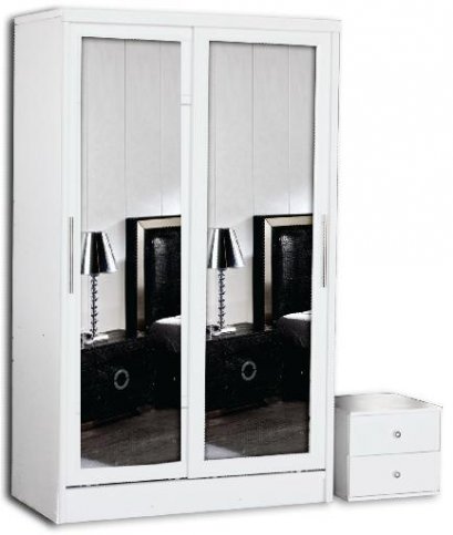 ตู้เสื้อผ้าบานเลื่อน ขนาด 150 ซม. กระจกคู่