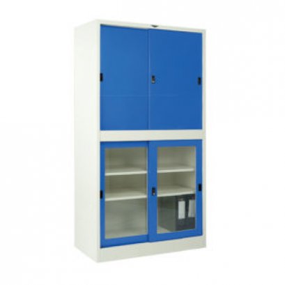 ตู้เอกสารเหล็กบานเลื่อน แบบทึบ-กระจก ทรงเตี้ย 3 ฟุต