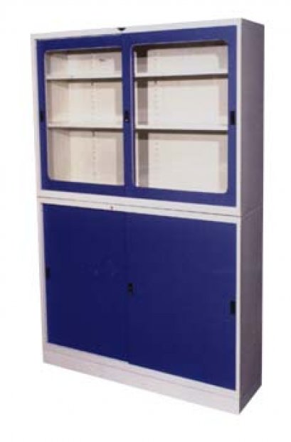 ตู้เอกสารเหล็กบานเลื่อน แบบทึบ-กระจก ทรงเตี้ย 5 ฟุต