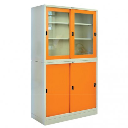 ตู้เอกสารเหล็กบานเลื่อน แบบทึบ-กระจก ทรงเตี้ย 3 ฟุต