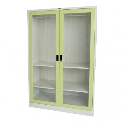 ตู้เสื้อผ้าเหล็กบานเปิด แบบกระจก ทรงสูง 4 ฟุต