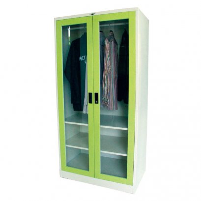 ตู้เสื้อผ้าเหล็กบานเปิด แบบกระจก ทรงสูง 3 ฟุต