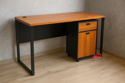 โต๊ะทำงานขาเหล็ก + ลิ้นชัก