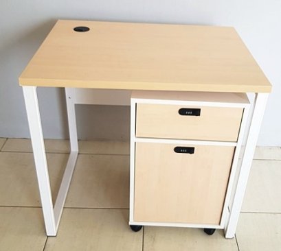 โต๊ะทำงานโล่ง ขาเหล็ก ขนาด 80 ซม + ตู้เอกสาร