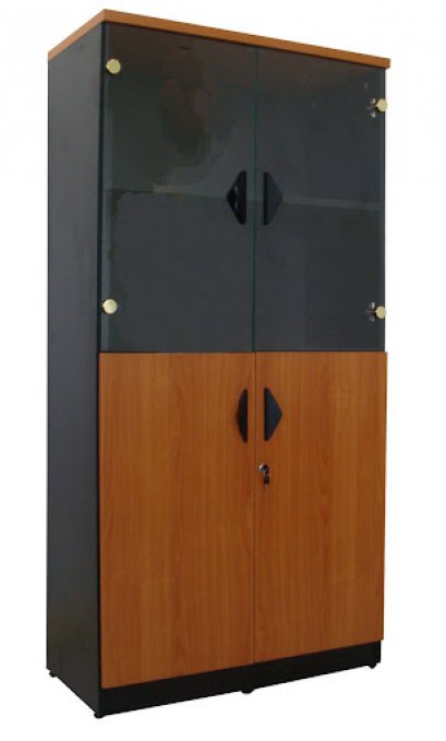 ตู้เอกสาร ทรงสูง บนบานกระจก ล่างบานเปิด