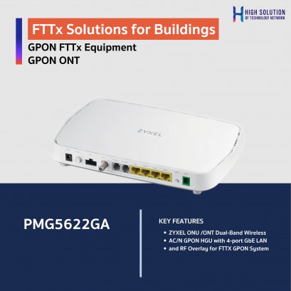 PMG5622GA ZYXEL ONU /ONT Dual-Band Wireless AC/N GPON HGU with 4-port GbE LAN and RF Overlay for FTTX GPON System