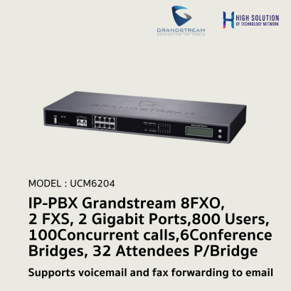 IP-PBX Grandstream 8FXO, 2 FXS, 2 Gigabit Ports,800 Users,100Concurrent calls,6Conference Bridges, 32 Attendees PBridge