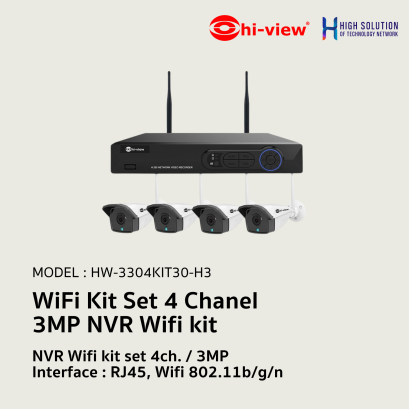 HW-3304KIT30-H3 WiFi Kit Set 4 Chanel Hi-View 3MP NVR KIT WIRELESS SURVEILLANCE SYSTEM Network Camera IP Camera CCTV Camera