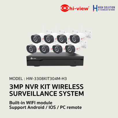 HW-3308KIT304M-H3 Hi-View 3MP NVR KIT WIRELESS SURVEILLANCE SYSTEM Network Camera IP Camera CCTV Camera