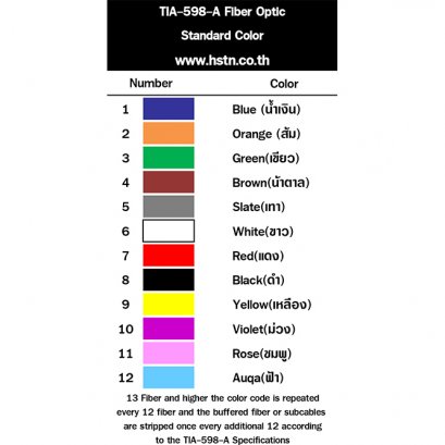 Color coded fiber optic standard 