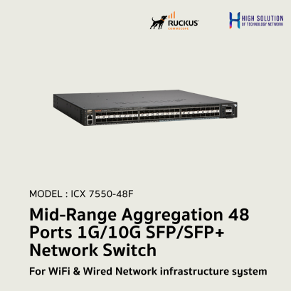 ICX 7550-48F RUCKUS Mid-Range Aggregation 48 Ports 1G/10G SFP/SFP+ No PoE Network Switch For WiFi &amp; Wired Network infrastructure system