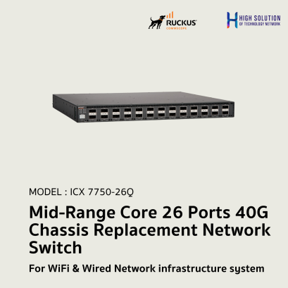 ICX 7750-26Q RUCKUS Mid-Range Core 26 Ports 40G No PoE Chassis Replacement Network Switch For WiFi & Wired Network infrastructure system