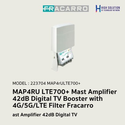 MAP4RU LTE700+ Mast Amplifier 42dB Digital TV Booster with 4G/5G/LTE Filter Fracarro