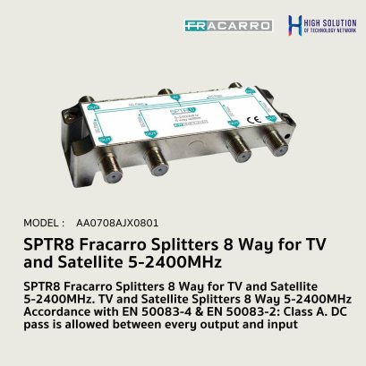 SPTR8 Fracarro Splitters 8 Way for TV and Satellite 5-2400MHz Standard EN 50083-4 &amp; EN 50083-2: Class A