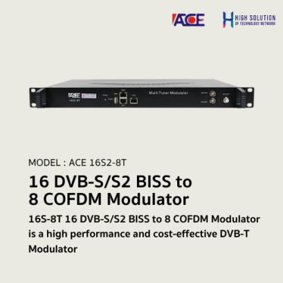 16S2-8T (ACE) 16 DVB-S/S2 BISS to 8 COFDM Modulator