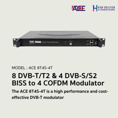 8T4S-4T (ACE) 8 DVB-T/T2 & 4 DVB-S/S2 BISS  to 4 COFDM Modulator