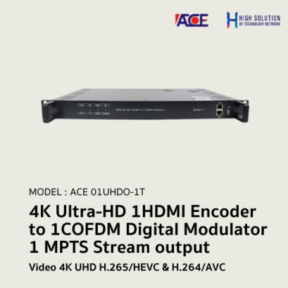 01UHDO-1T (ACE) 4K Ultra-HD 1HDMI Encoder to 1COFDM Digital Modulator output &amp; 1 MPTS Stream output
