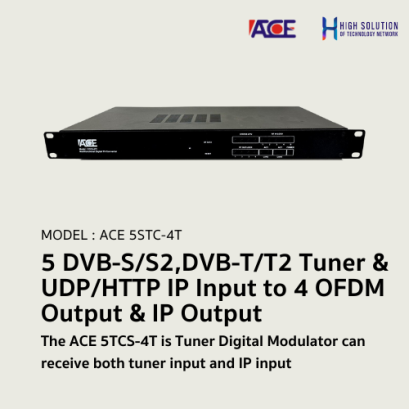 5STC-4T (ACE) 5 DVB-S/S2(BISS), DVB-T/T2 Tuner & UDP/HTTP IP Input to 4 OFDM Output & IP Output