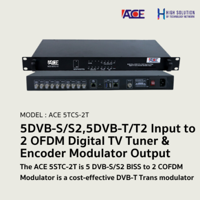 5DVB-S/S2 or 5DVB-T/T2 Input to 2 OFDM Digital TV Tuner & Encoder Modulator Output